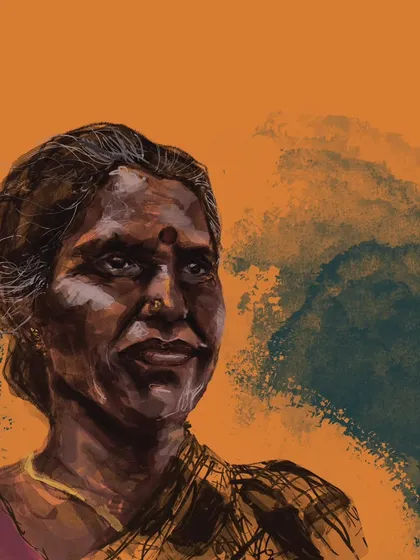 A digital watercolor portrait of a woman, created on my iPad. I love the way digital tools allow for rich textures and detail, and this piece is available for paid download.