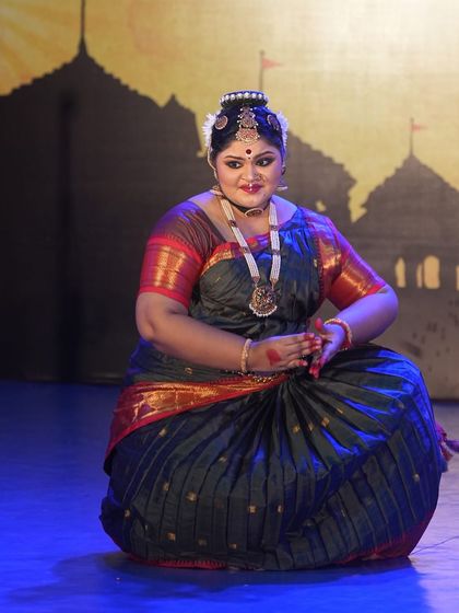 A senior student in a moment of quiet expression, showcasing the depth of her abhinaya. Her performance earned her a 2nd place award.