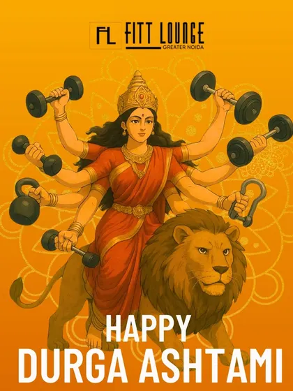 On the auspicious occasion of Durga Ashtami, we celebrate the divine strength within everyone. Happy Navratri to our fitness family.