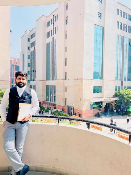 A moment outside Saket Court in New Delhi. I regularly practice in various district courts to ensure my clients have strong and consistent representation close to home.