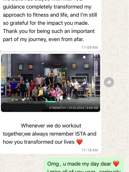This message made my day. A former client who now lives far away sent this, showing how the foundation we built together has stayed with her. Seeing our ISTA fam continue their fitness journey is my biggest reward.