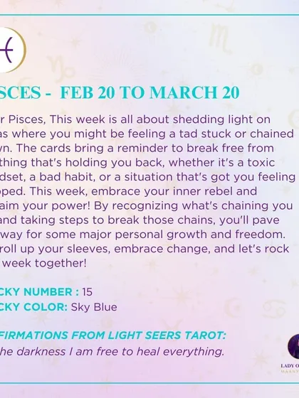 This week's tarot reading for Pisces. This week is all about shedding light on areas where you might be feeling stuck. It's time to break free from anything holding you back.