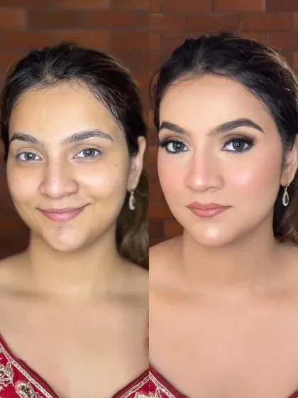 Here is a raw, unedited before and after to show you the real power of makeup. The goal is always a flawless base and enhanced features, creating a soft glam look perfect for any party or event.