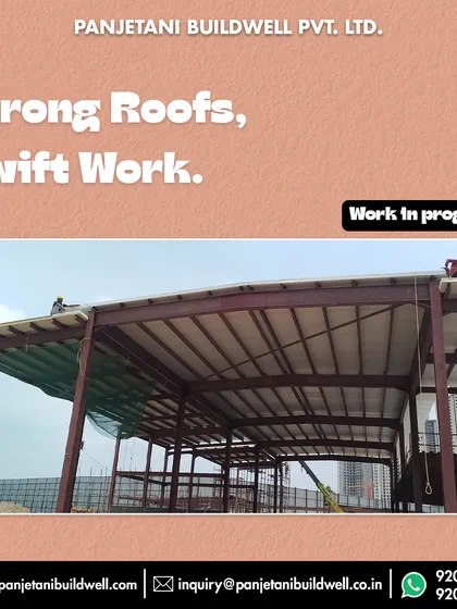 Strong roofs and swift work define our process. Our team is seen working on top of the structure at the Experion site, efficiently installing the PUF roof panels to complete the building envelope.