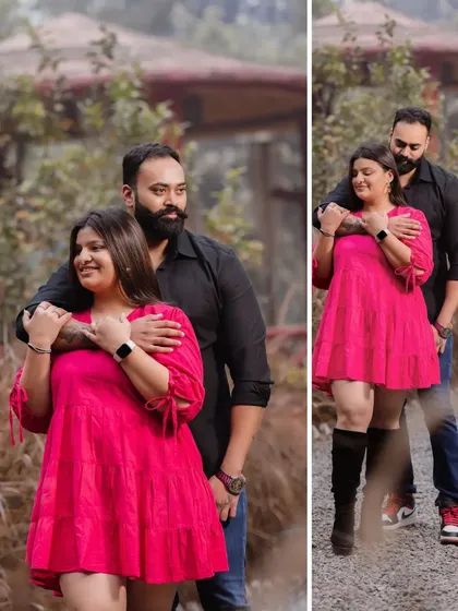 A collage showing a couple in a loving embrace amidst the tall grass. These shots are perfect for capturing intimate and tender moments during a pre-wedding session.