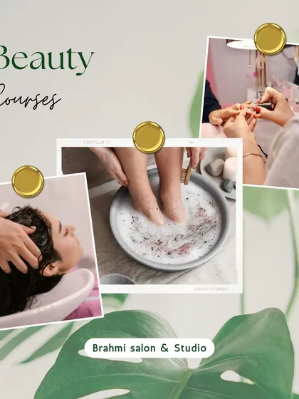 My courses cover a complete range of beauty services, not just one specialty. This collage shows the practical skills you will master, including professional hair washing and conditioning, spa-quality pedicure treatments, and detailed nail care.