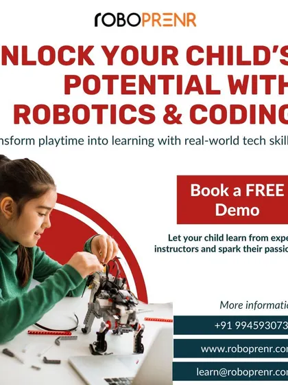 Unlock your child's potential with our robotics and coding classes. Book a free demo to let them learn from expert instructors and spark their passion.