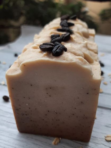 My Scrubby Coffee soap, made with real coffee grounds and creamy Oat Milk, is a great example of a vegan-friendly option we can create for your custom batch.