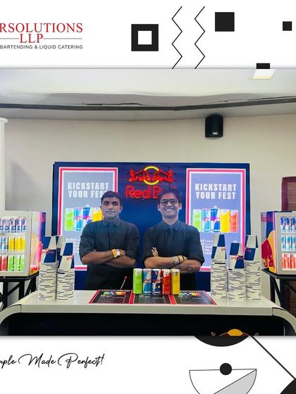 Our team ready to "Kickstart Your Fest" at the Red Bull bar during YouTube FanFest 2025.