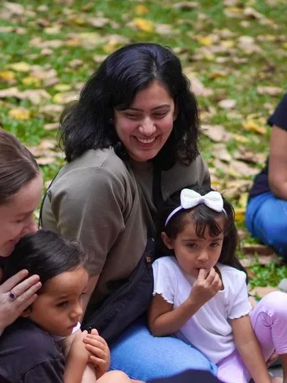 A collection of photos showing the engaged faces of both children and parents. Our story circle is a shared space, and it's wonderful to see adults as captivated as the little ones.