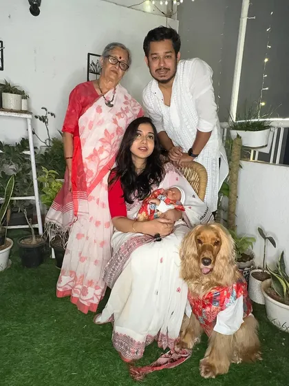 Our 'Hum do, humare do' Diwali picture. A late post, but the love is timeless. Posto and Pablo in matching kurtas.