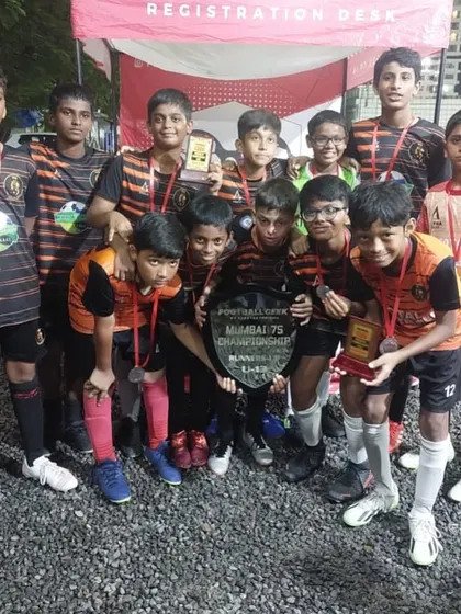 The U13 team after securing a runner-up finish in the highly competitive Mumbai 7s Championship Cup.