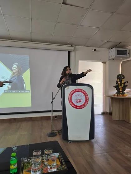 My goal is to equip the next generation with the tools to build a safer future. At this workshop for NSS students at Government Girls College, I focused on the Prevention of Sexual Harassment (POSH) Act, explaining their rights and how to foster a culture of respect and safety.