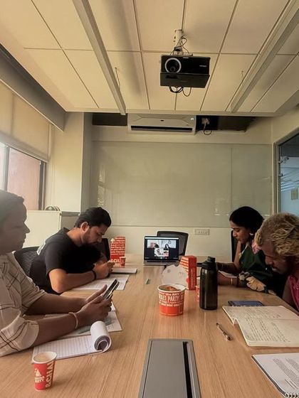 Our Jasmine poetry batch in session, with one member joining online. We make our hybrid classes work seamlessly.