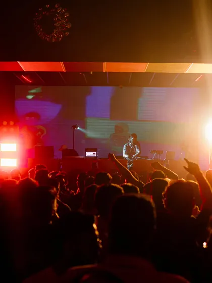 A memory from a past gig, with the crowd's hands in the air. That's the sign of a successful set, when everyone is completely lost in the moment.
