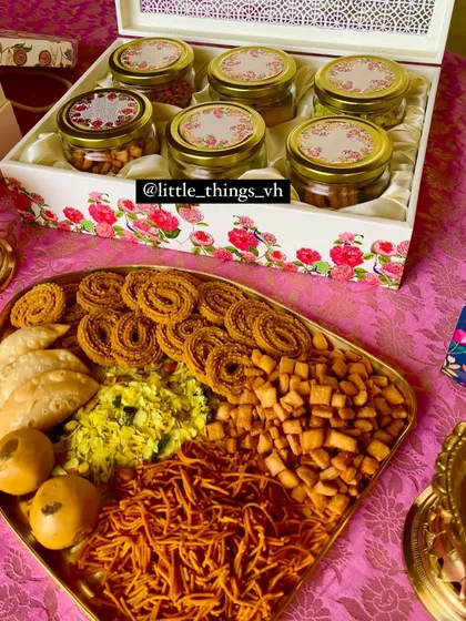 We are Diwali ready, are you? Our mini Diwali 'Faral' hampers, featuring a platter of traditional snacks and a premium gift box, are perfect for corporate or family gifting.