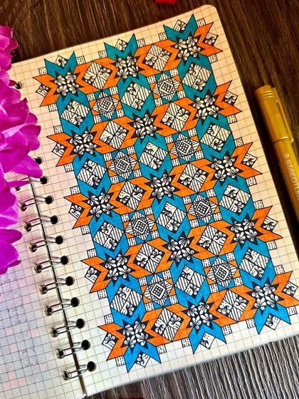 Another view of the orange and blue design, which has a wonderful star-like motif.