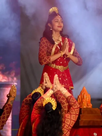 Our dance dramas are about powerful storytelling. This moment from our production of 'Draupadi' captures the emotional peak of the narrative, showcasing our ability to convey complex stories through dance.