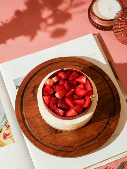 Our Strawberry Cheesecake, a winter special. Enjoy the fresh taste of strawberries while they last!