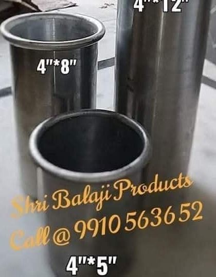 A collection of my large aluminum pillar candle molds, with sizes ranging from 4x5 inches to 4x12 inches. These are essential for anyone making large decorative candles.