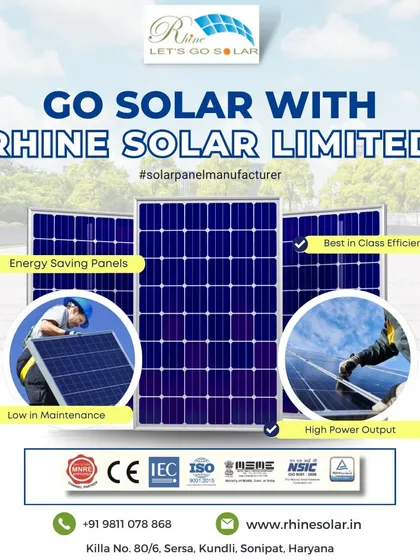 Go solar with Rhine Solar Limited. My certified panels offer energy savings, low maintenance, high power output, and best-in-class efficiency.