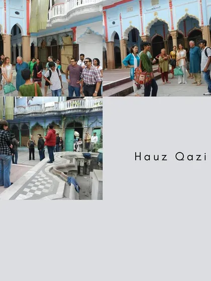 A collage showing the courtyard of Hauz Qazi, a 300-year-old complex that once belonged to a Muslim law-giver. We also see the interior of a beautifully preserved 19th-century haveli that we visit on this walk.