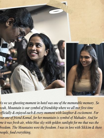 "Mountain is our symbol of friendship where we all met first time officially & enjoyed each & every moment with laughter & excitement." Friends sharing their story at the studio.