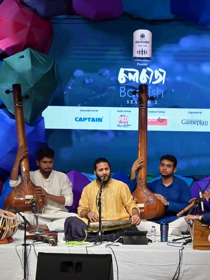 On stage for 'Barish Season 2' with my dear brother Armaan Khan. Accompanying a vocalist is about supporting their melody while adding a rhythmic dimension.