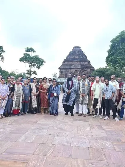 A group photo at the Konark Sun Temple, capturing a memory from our Puri Yatra.