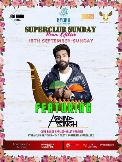 The poster for our Superclub Sunday Onam Edition at Hydra. I love celebrating regional festivals and bringing a unique flavor to my DJ sets.