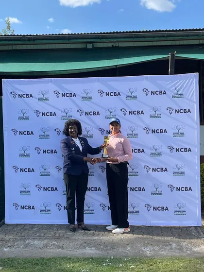 Riddhima Singh receives her trophy for an overall 2nd place finish at the 1st NCBA Central Rift Junior Open Golf Championship in Kenya.