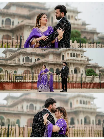A rainy day shoot for Amit and Bhavna at Albert Hall Museum. We embrace all weather conditions to create unique and atmospheric pre-wedding photos.