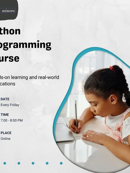 This is an announcement for our Python Programming course, which runs online every Friday. The course focuses on hands-on learning and real-world applications to make coding practical and engaging.