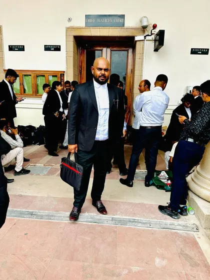 Outside the Chief Justice of India's office.