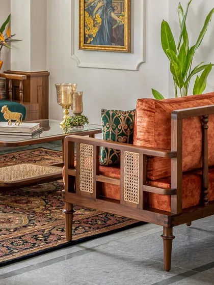 A collection of pieces from various other home projects. This includes the Avani sofa, Kaira four-poster bed, custom single beds for a kid's room, and the Madhu dining chairs, demonstrating our versatility across different styles and client requirements.