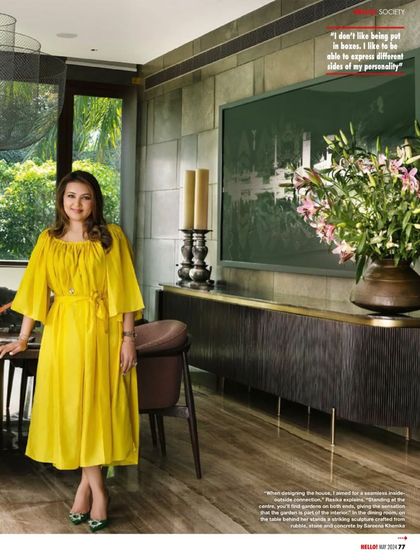 Another portrait of our client from the Hello! India feature. Her personal style and love for art were a driving force behind the design of the home.