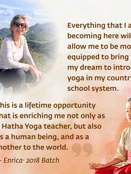Enrica shares her dream of bringing yoga to her country's school system, a lifetime opportunity that is enriching her as a teacher and a human being.