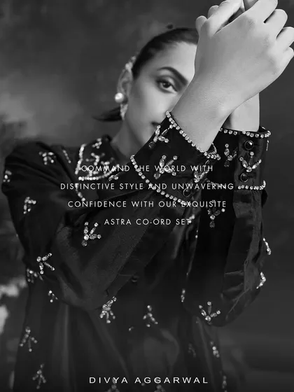 The Astra Co-ord set, crafting an aura of enchantment and refinement with its subtle yet intricate embellishments.