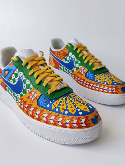 Just the idea of rocking an outlandish, one-of-a-kind pair like this with a simple outfit is everything. This maximalist, hand-painted artwork is inspired by Indian motifs on a classic AF1.