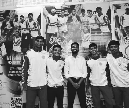 A throwback photo of our team at an international kickboxing event. We are proud to represent our club and our country on the world stage.
