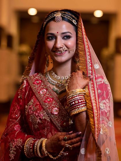 A beautiful portrait of Shyamli. Her skin is glowing, and her eyes are defined with a classic winged liner.