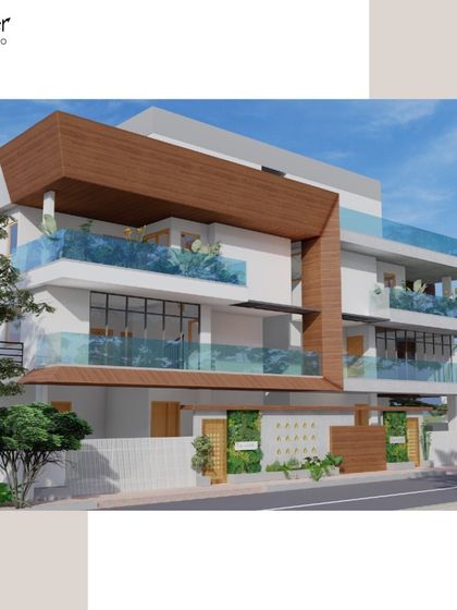 Another angle of our Yelahanka project render, highlighting the multi-level balconies and clean facade.