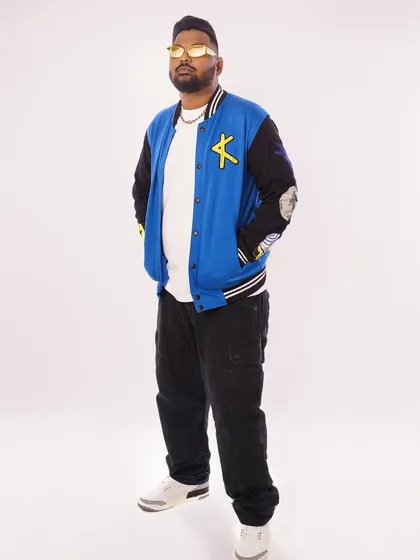 A full-length shot of my custom varsity jacket. Fashion is an important part of hip hop culture and my personal expression.