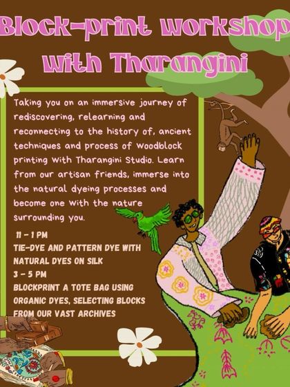 The poster for our block printing workshop, inviting guests on an immersive journey to rediscover the history and techniques of this ancient art form.