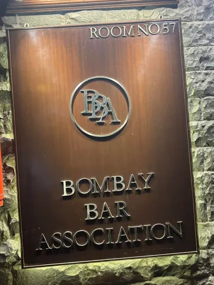 The sign for Room No. 57 of the Bombay Bar Association, a place of preparation and legal strategy.