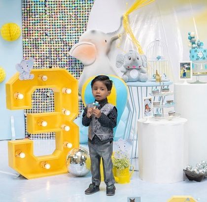 The birthday boy, Lakhit, enjoying his baby elephant themed party. His happy expression is the ultimate validation of a job well done, and it was a joy to create this special day for him.