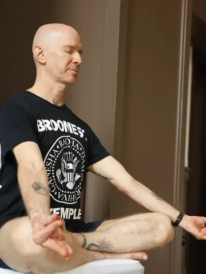 My teacher, Eddie Stern, in a state of meditation. Learning from him has been a gift, and his approach to making yoga accessible and practical deeply inspires my own work.