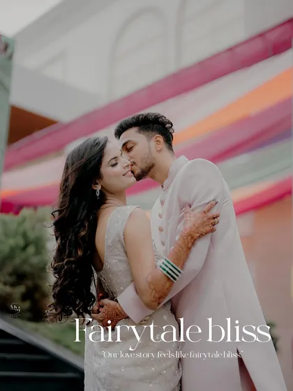 This fairytale pre-wedding portrait of Shrushti and Suraj feels like a dream. The soft light and gentle embrace create a truly romantic and cinematic image.
