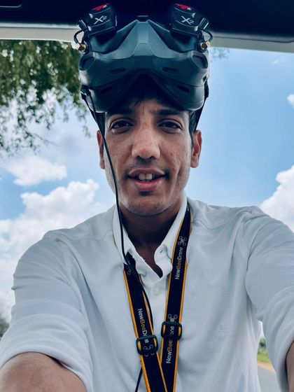 A selfie with my FPV gear on, ready for another flight. This is my everyday look, always prepared to capture the world from above.