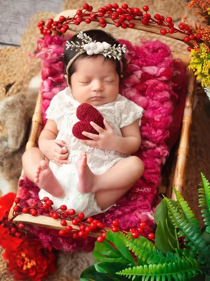 A wider view of this beautiful setup, showing how I use different textures and props to create a rich, layered look for newborn photos.